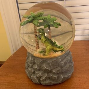 T-Rex Dinosaur Snow Globe with Palm Trees Musical Fierce &Fun